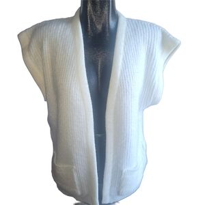 Vintage White Short Drop Sleeve Open Cardigan Sweater